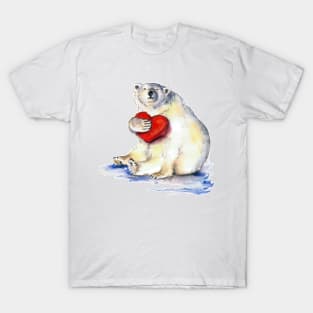 Polar whte bear with a heart T-Shirt